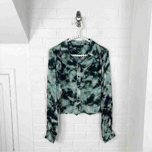 Sanctuary Green Tie Dye Button Front Blouse Size XS